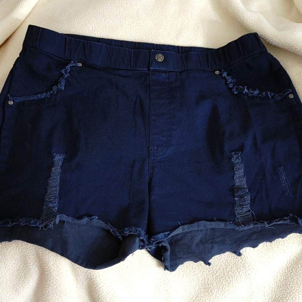 HUE navy blue shorts pull up stretchy size XL NWOT
